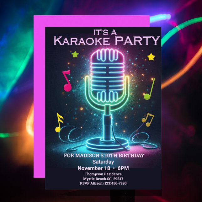 Kids Karaoke 10TH (editable) Birthday Party Invitation (Creator Uploaded)