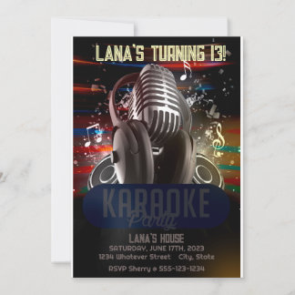 Kid's Karaoke Birthday Custom Invitation