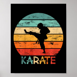 Kids Karate Martial Arts Grunge Motif A Little Boy Poster