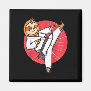 Kids Karate Sloth Black Belt Funny Martial Arts Gr Magnet
