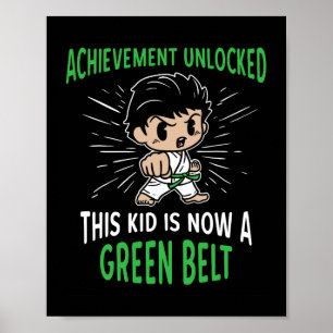 Kids Karate Student Green Belt Award T Shirt Gift Poster