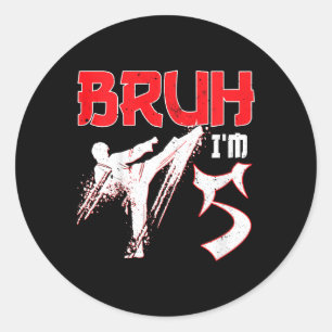 Kids Karate Taekwondo 5 Years Old Birthday Martial Classic Round Sticker