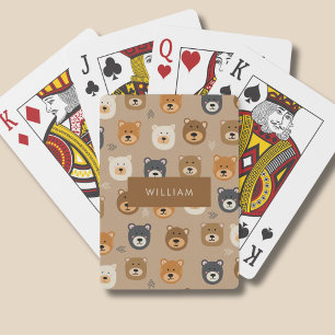 Kids kawaii bear pattern playing cards