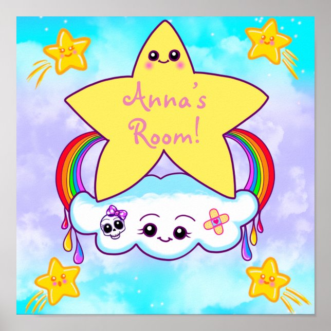 Kids’ Kawaii Personalized Door Poster (Front)