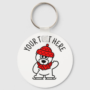 Kids' keychain with ice skating polar bear cartoon