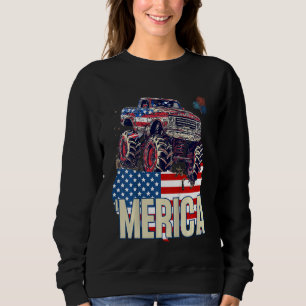 Kids Kid Monster Truck Merica Patriotic American F Sweatshirt