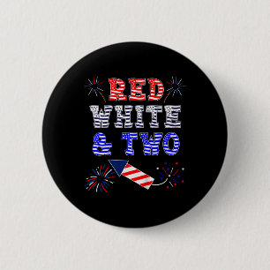 Kids Kids 2nd Birthday July 4th American Red White 6 Cm Round Badge