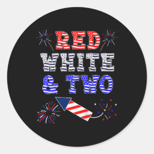 Kids Kids 2nd Birthday July 4th American Red White Classic Round Sticker