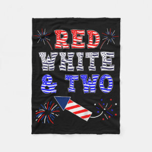Kids Kids 2nd Birthday July 4th American Red White Fleece Blanket