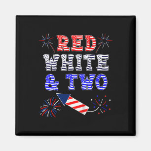 Kids Kids 2nd Birthday July 4th American Red White Magnet