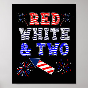 Kids Kids 2nd Birthday July 4th American Red White Poster