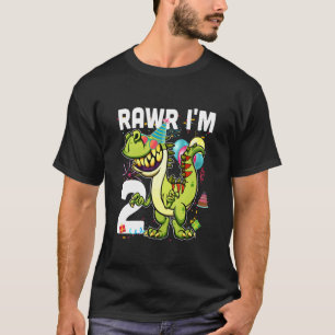 Kids Kids 365 2Nd Birthday Dinosaur 2 Years Old Bo T-Shirt