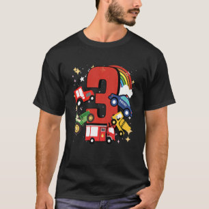 Kids Kids 3rd Birthday 3 Years With Firetruck & Po T-Shirt