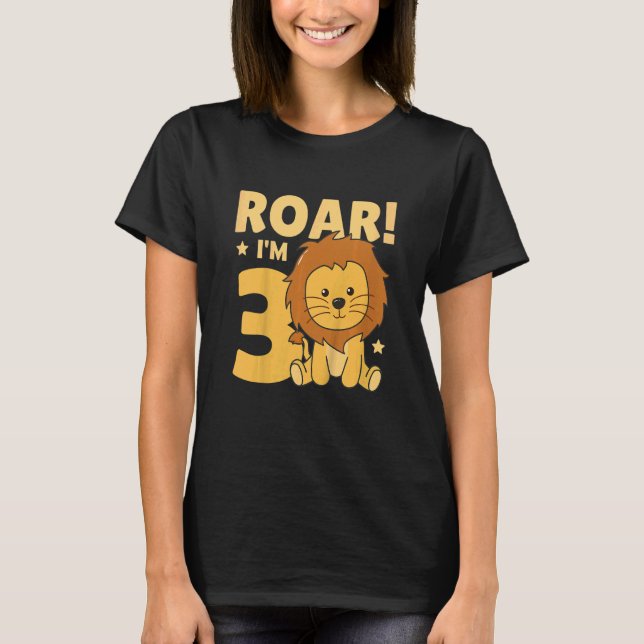 Kids Kids 3rd Birthday Lion 3 Years Old Cub Lion T-Shirt (Front)