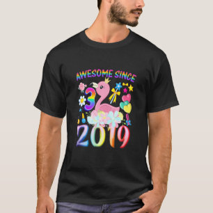 Kids Kids 3rd Birthday Party Flamingo Girl 3 Years T-Shirt