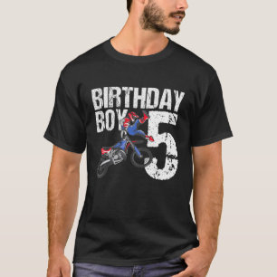 Kids Kids 5 Year Old Dirt Bike Birthday Party Moto T-Shirt