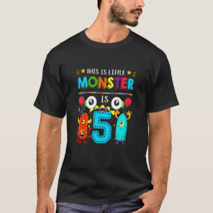 Kids Kids 5 Year Old This Little Monster Is 5th Bi T-Shirt
