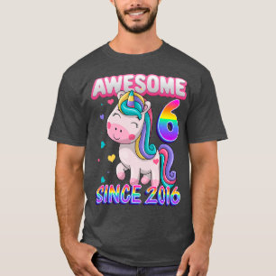 Kids Kids 6th Birthday Party Unicorn Girl 6 Years T-Shirt