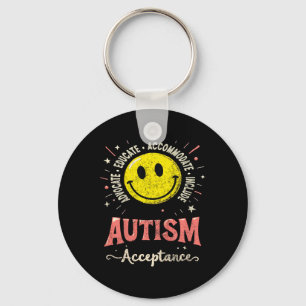 Kids Kids Autism Awareness Acceptance Smile Face A Key Ring