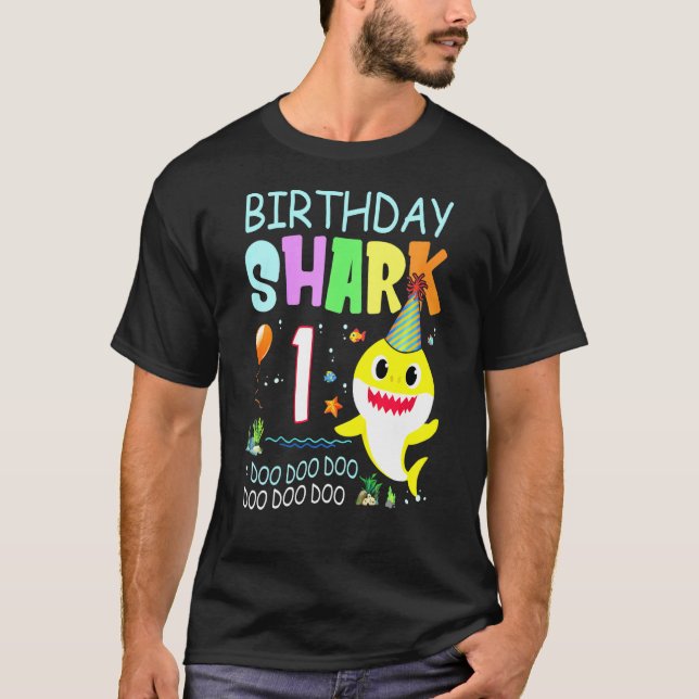 Kids Kids Baby Shark 1 Years Old 1st Birthday Doo  T-Shirt (Front)