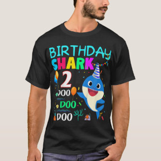 Kids Kids Baby Shark 2 Years Old 2nd Birthday Doo  T-Shirt