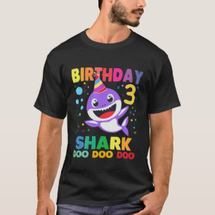 Kids Kids Baby Shark 3 Years Old 3rd Birthday Doo  T-Shirt