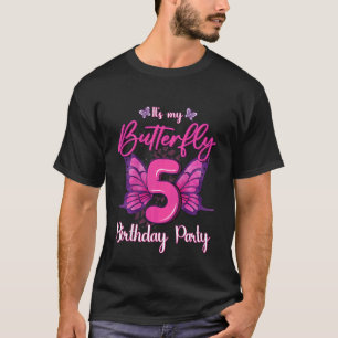 Kids Kids Birthday Butterfly 5 Theme Girl 5th Birt T-Shirt