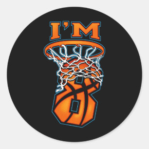Kids Kids Bysketbyll I'm 8 Boy Girl 8th Birthday G Classic Round Sticker