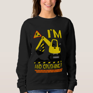 Kids Kids Construction 5th Birthday 5 Years Old Di Sweatshirt