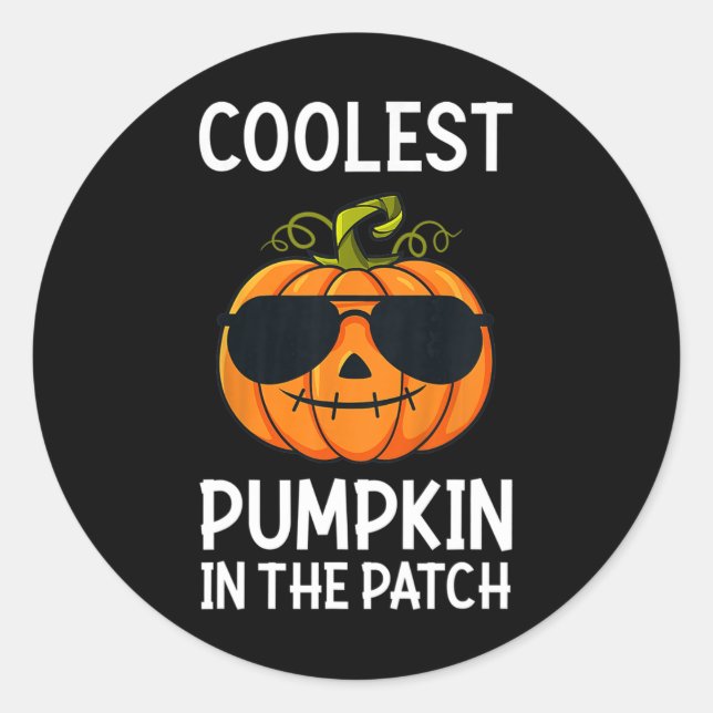 Kids Kids Coolest Pumpkin In The Patch Toddler Boy Classic Round Sticker (Front)