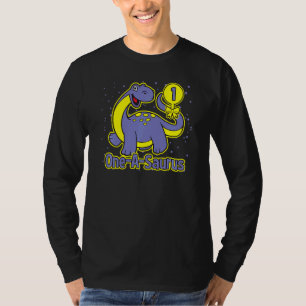 Kids Kids Cute 1st Birthday Brontosaurus Dinosaur T-Shirt