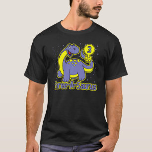 Kids Kids Cute 3rd Birthday Brontosaurus Dinosaur T-Shirt