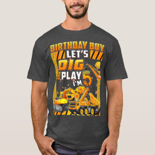 Kids Kids Dig 5 Years Construction Truck Boys 5th T-Shirt