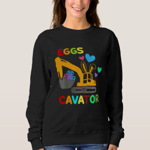 Kids Kids Eggscavator Happy Easter Excavator Hunt Sweatshirt