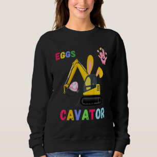 Kids Kids Eggscavator Happy Easter Excavator Hunt Sweatshirt