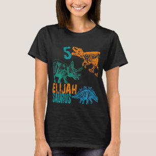 Kids Kids Elijah Saurus 5th Birthday  Boys Rex Bda T-Shirt