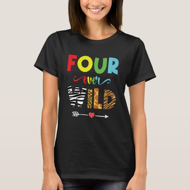 Kids Kids Four Ever Wild 4th Birthday Theme  Child T-Shirt (Front)
