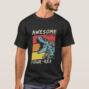 Kids Kids Four Rex Boy 4Th Birthday 2018 Dinosaur T-Shirt