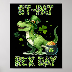 Kids Kids Happy St Pat Trex Day Dino St Patricks D Poster