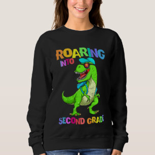 Kids Kids Roaring Into Second Grade Dinosaur Rex B Sweatshirt
