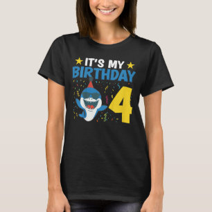 Kids Kids Shark Cool Sharks It's My Birthday 4 T-Shirt