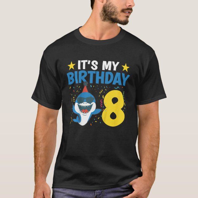 Kids Kids Shark Lover Cool Sharks It's My Birthday T-Shirt (Front)