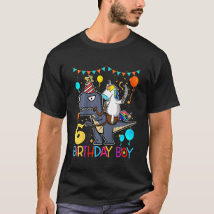 Kids Kids Unicorn Riding Dinosaur 6 Years Old Bir T-Shirt