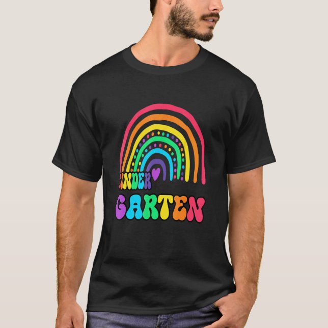 Kids Kindergarten Back To School Teachers Rainbow  T-Shirt (Front)