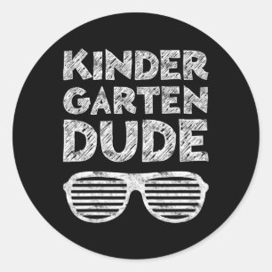 Kids Kindergarten Dude  Back To School   Classic Round Sticker