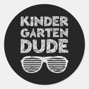 Kids Kindergarten Dude Byck To School  Classic Round Sticker