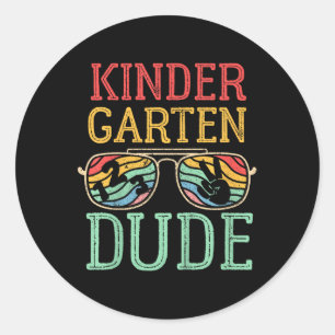 Kids Kindergarten Dude Kids First Day Of Kindergar Classic Round Sticker