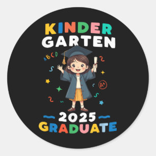 Kids Kindergarten Graduation Shirt 2025 Girls Kids Classic Round Sticker
