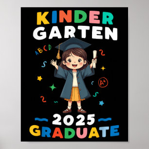 Kids Kindergarten Graduation Shirt 2025 Girls Kids Poster