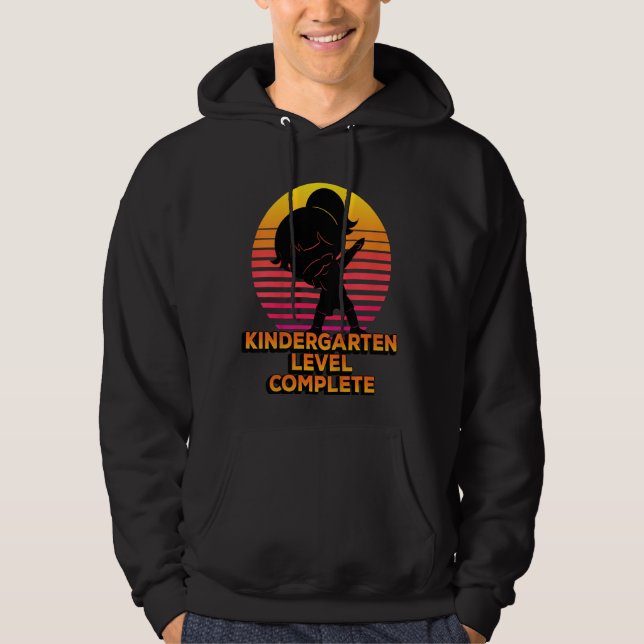 Kids Kindergarten Level Complete Silhouette Dabbin Hoodie (Front)